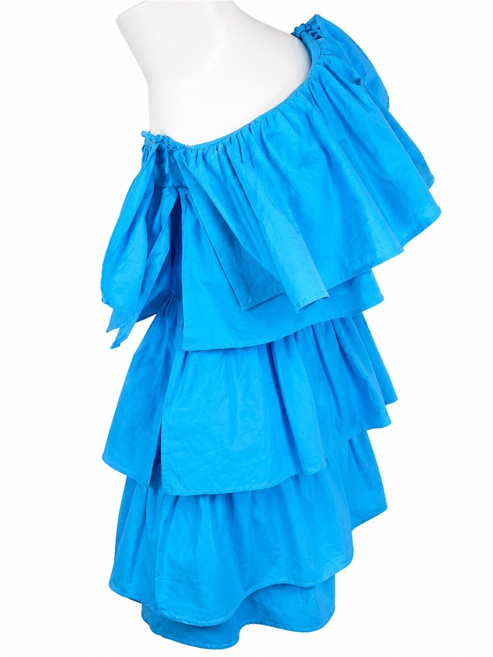 Do+Be One Shoulder Ruffle Romper In Ocean Blue Size Small NWT - Picture 3 of 9